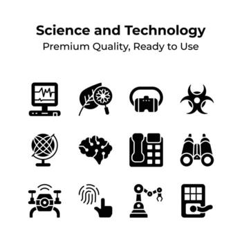 Collection of science and technology icons, ready to use in websites and mobile apps vector