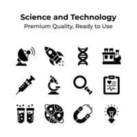 Pack of science and technology icons in modern style vector