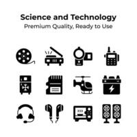 Set of science and technology icons in modern style vector