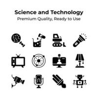 Collection of science and technology premium quality icons vector