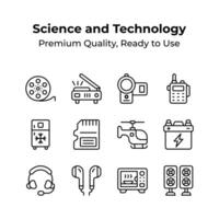 Set of science and technology icons in modern style vector
