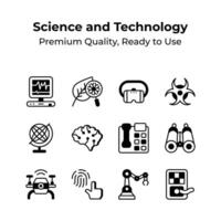 Collection of science and technology icons, ready to use in websites and mobile apps vector