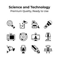 Collection of science and technology premium quality icons vector