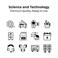 Set of science and technology icons in modern style vector