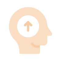 A human head with an arrow pointing upwards, indicating ideas or growth icon vector