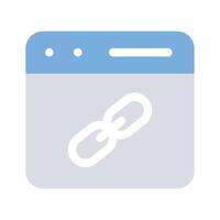 A web browser window with a link symbol, representing internet navigation vector