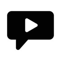 Play button inside chat bubble, concept icon of communication vector