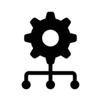 A gear connected to a network, symbolizing network configurations or IT setups vector