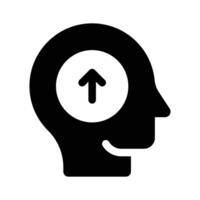 A human head with an arrow pointing upwards, indicating ideas or growth icon vector