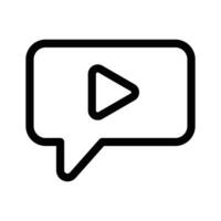 Play button inside chat bubble, concept icon of communication vector