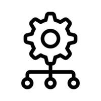 A gear connected to a network, symbolizing network configurations or IT setups vector