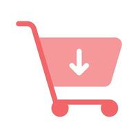 A shopping cart with a downward arrow, symbolizing adding items vector