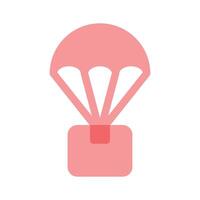 A parachute attached to a package representing shipping, delivery, or airdrop icon vector