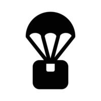 A parachute attached to a package representing shipping, delivery, or airdrop icon vector