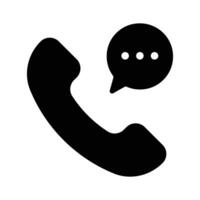 A phone symbol with a chat bubble representing communication or support vector