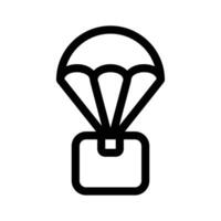 A parachute attached to a package representing shipping, delivery, or airdrop icon vector