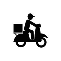 A man on a motorcycle with a box on the back vector