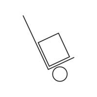 A line drawing of a cart with a box on it vector