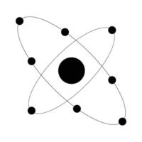 An atom with dots around it vector