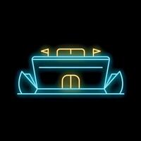 Neon stadium building showing sporting event concept vector