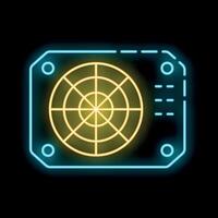 Neon icon of computer cooler showing rotating fan blades vector