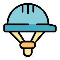 Construction worker hard hat protecting head from falling objects icon vector