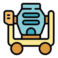 Portable concrete mixer on wheels for construction projects vector