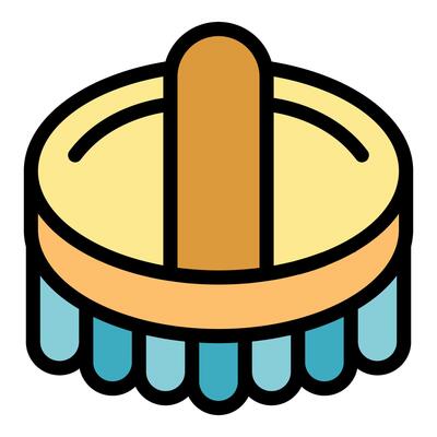 Round clothes cleaning brush with wooden handle for laundry care