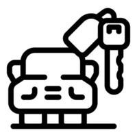 Simple line vector icon representing a car with its key
