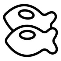 Two fried eggs sunny side up for breakfast with yolk showing line icon design vector