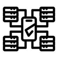 Mobile phone managing and connecting data servers network vector
