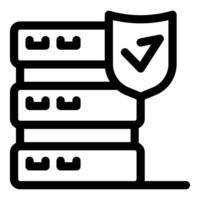 Data security icon showing secured database with shield and checkmark vector