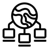Global network connecting three computers icon representing globalization vector