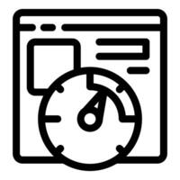 Speedometer showing website loading speed optimization vector