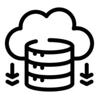 Cloud computing data downloading from database with arrows symbol icon vector