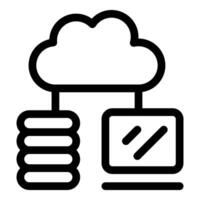 Computer sharing data with cloud server storage icon vector