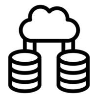 Cloud computing connecting databases icon outline style vector