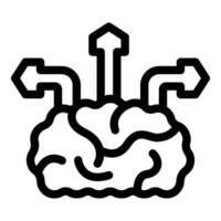 Brain making decisions choosing right way with arrows vector