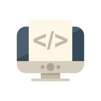 Computer showing html code programming icon vector