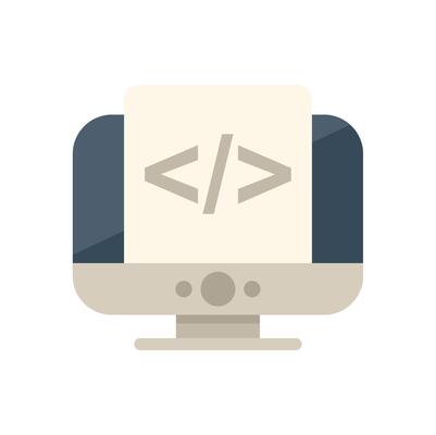Computer showing html code programming icon