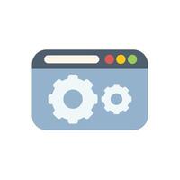 Browser window displaying website under construction with cogwheels vector