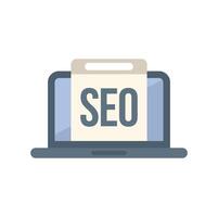 Laptop showing seo banner for search engine optimization vector
