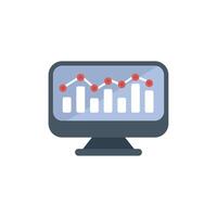 Desktop computer showing growing business graph icon vector