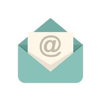 Open envelope containing at symbol on paper vector