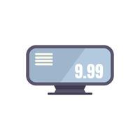 Computer screen displaying 9.99 price tag icon vector