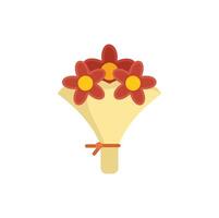 Bouquet of flowers tied with string sitting in paper wrap vector