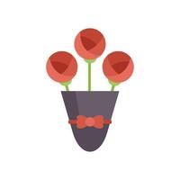 Bouquet of red roses standing in a vase decorated with a red ribbon for valentine's day vector