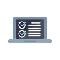 Laptop displaying checklist with checkmarks indicating completed tasks vector