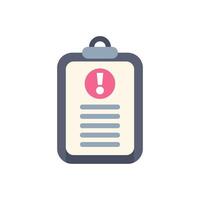 Clipboard showing warning message with exclamation mark symbol vector