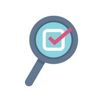 Magnifying glass zooming in on checked checkbox symbol for verification vector